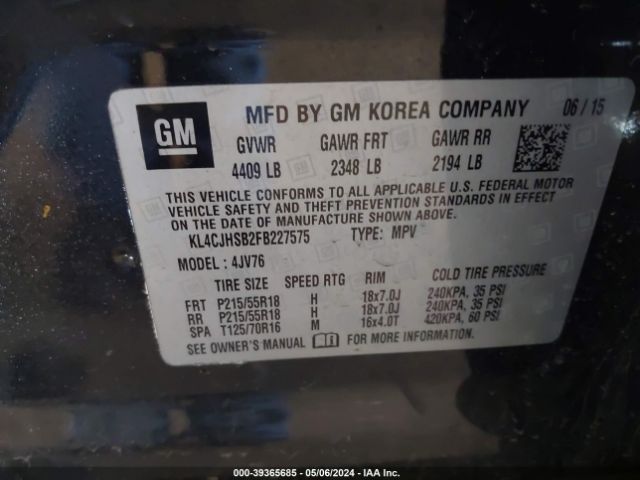 KL4CJHSB2FB227575 Buick Encore Premium