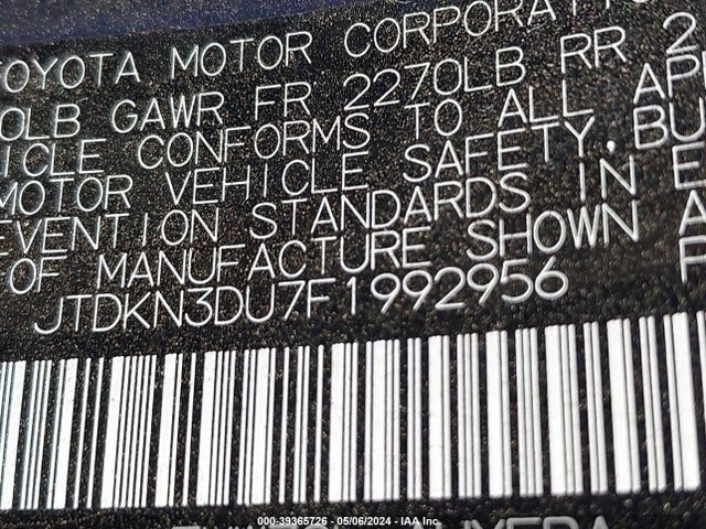 Toyota Prius Two 2015 JTDKN3DU7F1992956 Image 9