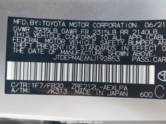 Toyota COROLLA LE 2022 JTDEPMAE6NJ192853 Image 9