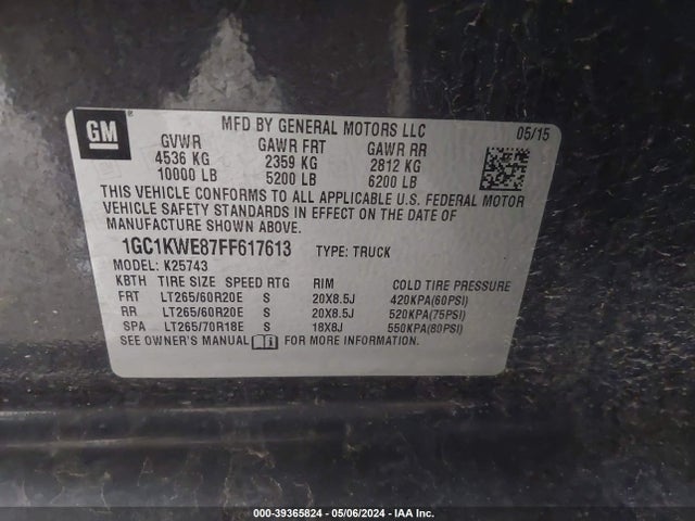Chevrolet Silverado 2500hd Ltz 2015 1GC1KWE87FF617613 Image 9