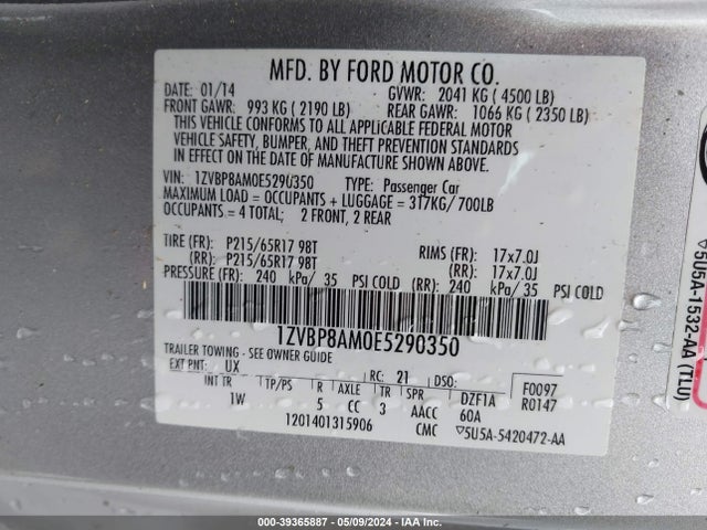 Ford Mustang V6 2014 1ZVBP8AM0E5290350 Image 9