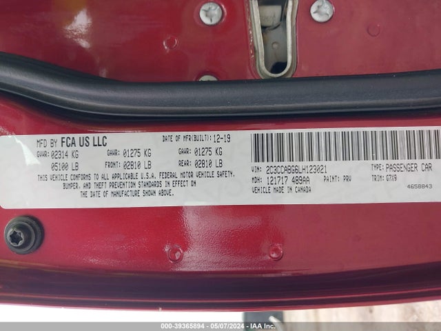 Chrysler 300 300s 2020 2C3CCABG6LH123021 Image 9