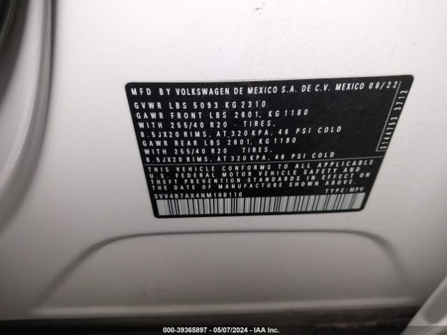 3VV4B7AX4NM168116 Volkswagen Tiguan 2.0t Sel R-line