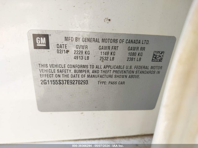 Chevrolet IMPALA 2LZ 2014 2G1155S37E9270293 Image 9