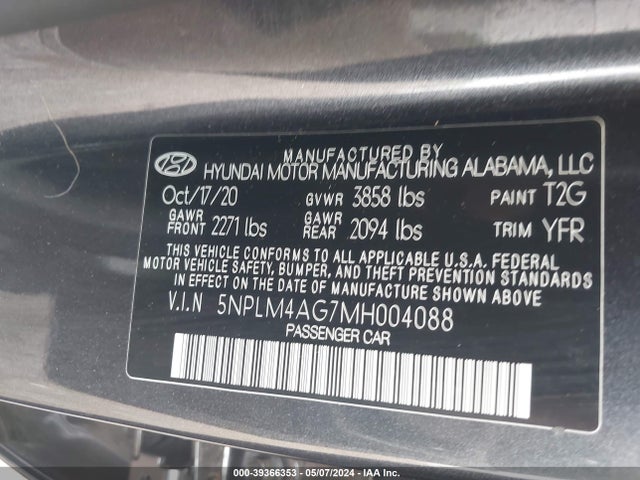 Hyundai ELANTRA SEL 2021 5NPLM4AG7MH004088 Image 9