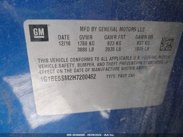 Chevrolet Cruze Lt Auto 2017 1G1BE5SM2H7200462 Image 9