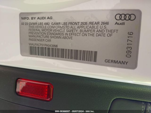 WAUFACF51PA043856 Audi A5 Sportback Premium Plus 45 Tfsi S Line Quattro S Tronic