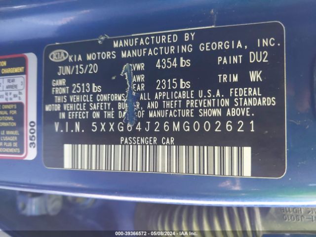 5XXG64J26MG002621 KIA K5 Gt-line
