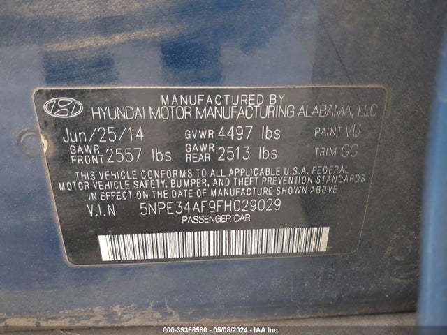 Hyundai Sonata Limited 2015 5NPE34AF9FH029029 Image 9