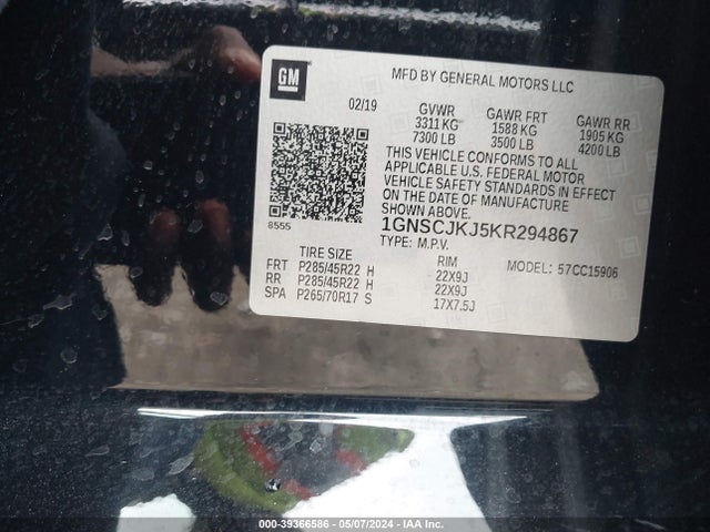 Chevrolet Suburban Premier 2019 1GNSCJKJ5KR294867 Image 9