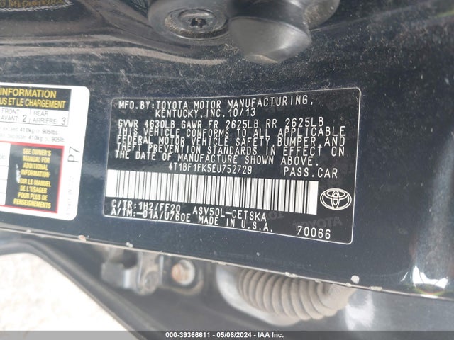 Toyota CAMRY SE 2014 4T1BF1FK5EU752729 Image 9