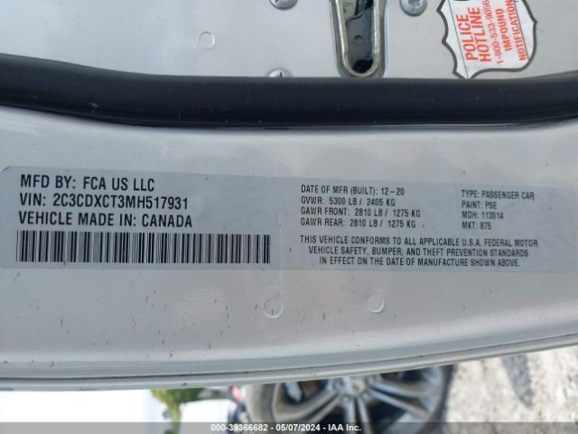 2C3CDXCT3MH517931 Dodge Charger R/t Rwd