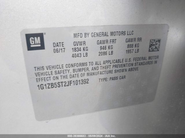 1G1ZB5ST2JF101392 Chevrolet Malibu 1ls