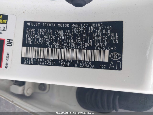 Toyota Corolla Xse 2019 2T1BURHE6KC236467 Image 9