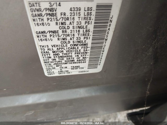 Nissan Rogue Select S 2014 JN8AS5MT0EW609548 Image 9