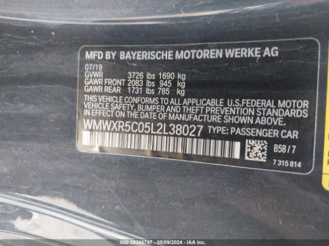 WMWXR5C05L2L38027 Mini Hardtop Cooper S