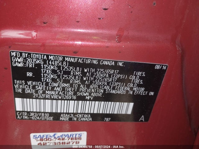 Toyota RAV4 LE 2014 2T3ZFREV8EW126916 Image 9
