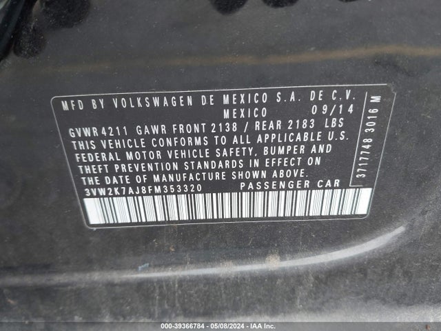 3VW2K7AJ8FM353320 Volkswagen Jetta 2.0l S