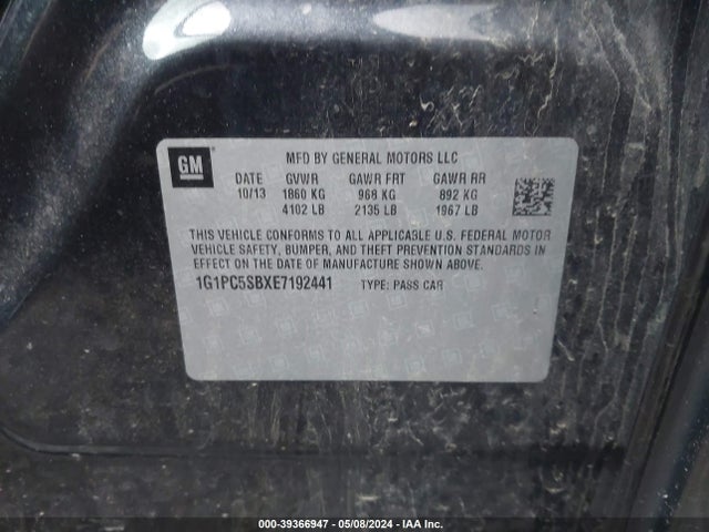 Chevrolet Cruze 1lt Auto 2014 1G1PC5SBXE7192441 Image 9