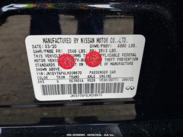 JN1EV7AP4LM208670 Infiniti Q50 PURE