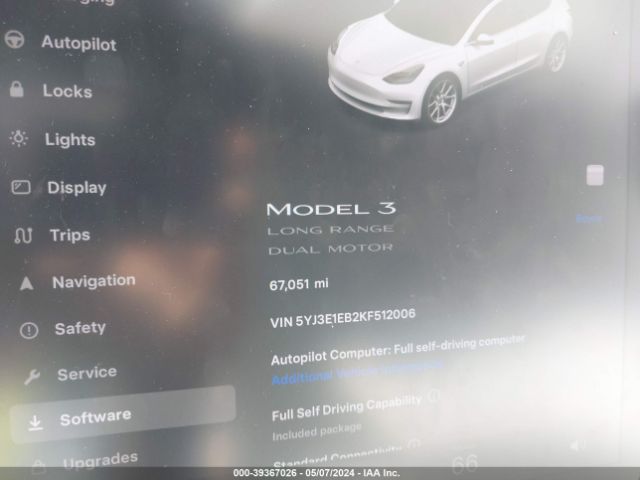 5YJ3E1EB2KF512006 Tesla Model 3 Long Range/performance