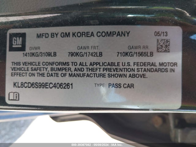 Chevrolet Spark 1lt Auto 2014 KL8CD6S99EC406261 Image 9