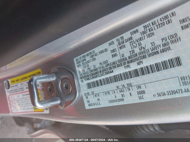 Ford ESCAPE SE 2020 1FMCU9G61LUC38044 Image 9
