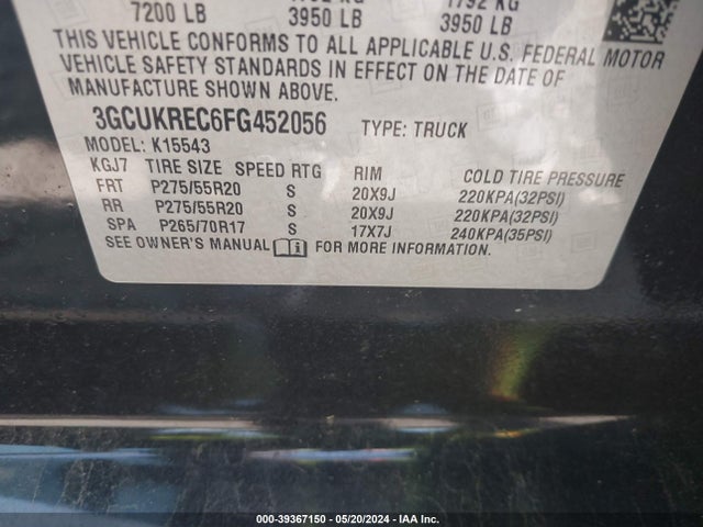 Chevrolet Silverado 1500 2lt 2015 3GCUKREC6FG452056 Image 9