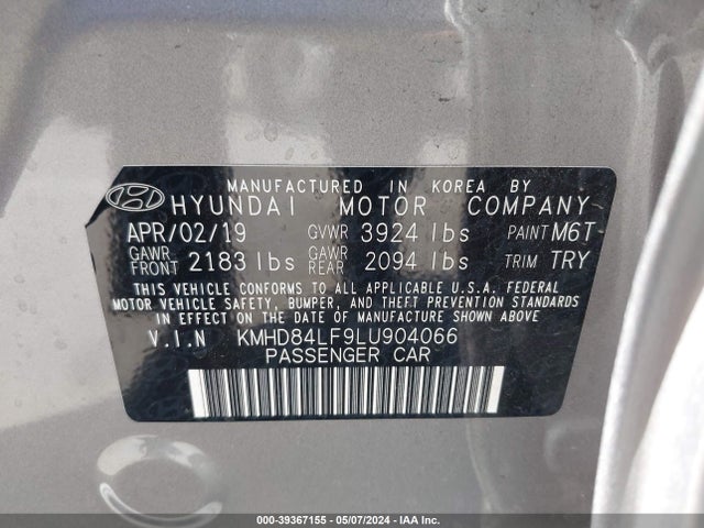 Hyundai ELANTRA SEL 2020 KMHD84LF9LU904066 Image 9