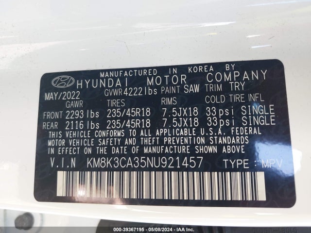 Hyundai Kona N Line 2022 KM8K3CA35NU921457 Image 9