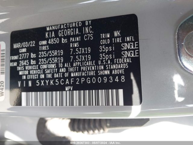 5XYK5CAF2PG009348 KIA Sportage Sx-prestige