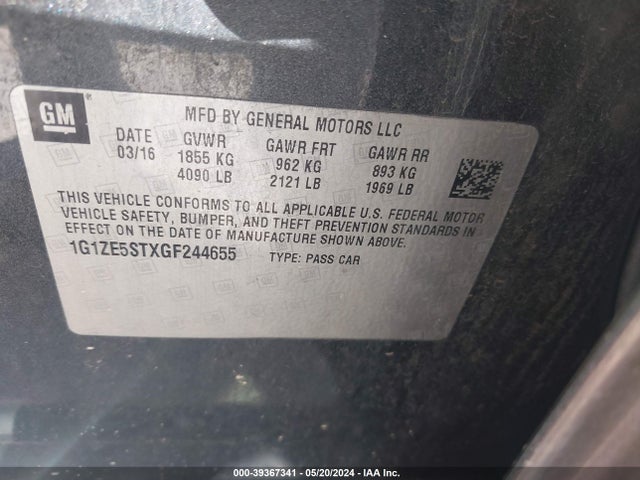 Chevrolet MALIBU 1LT 2016 1G1ZE5STXGF244655 Image 9