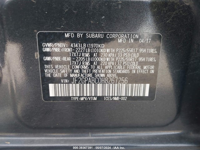JF2GPABC0H8267256 Subaru Crosstrek 2.0i Premium