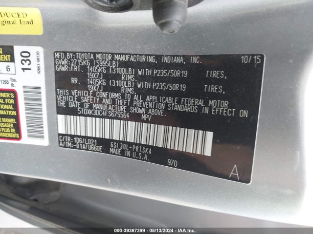 Toyota Sienna Se 8 Passenger 2015 5TDXK3DC4FS675564 Image 9