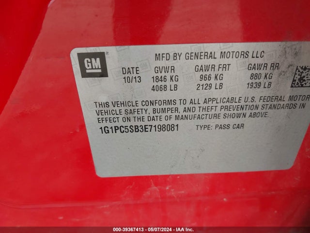 Chevrolet Cruze 1lt Auto 2014 1G1PC5SB3E7198081 Image 9
