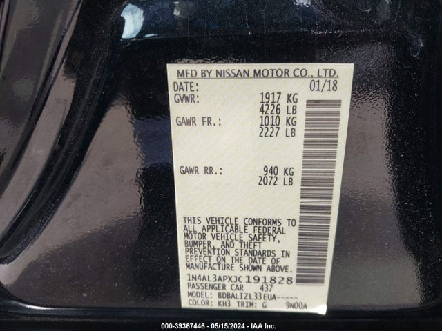 Nissan Altima 2.5 Sv 2018 1N4AL3APXJC191828 Image 9
