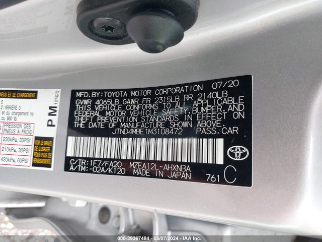 Toyota Corolla Se Nightshade Edition 2021 JTND4MBE1M3108472 Image 9