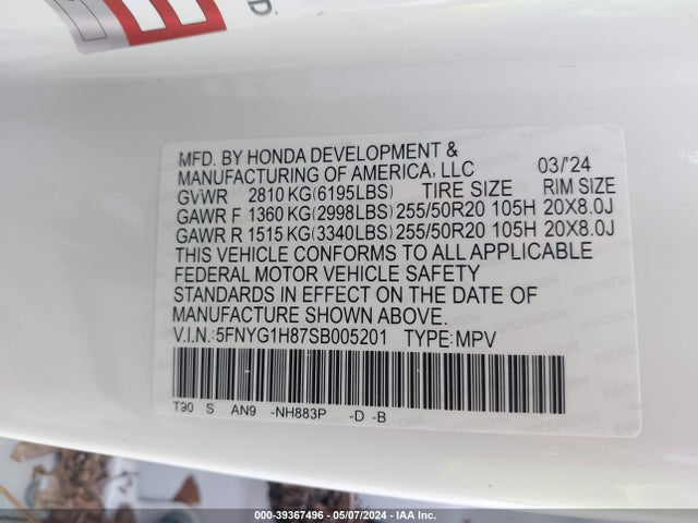 Honda Pilot Awd Elite 2025 5FNYG1H87SB005201 Image 9