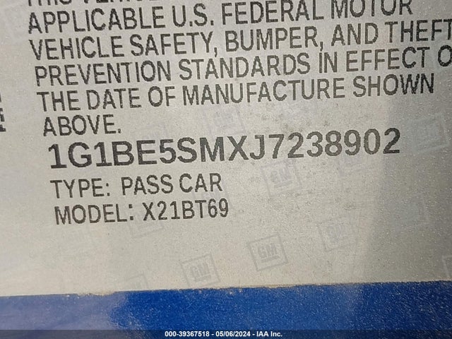 Chevrolet Cruze Lt Auto 2018 1G1BE5SMXJ7238902 Image 9