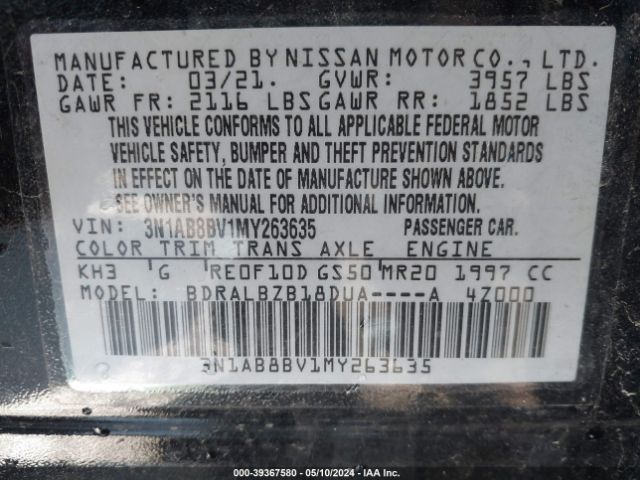 3N1AB8BV1MY263635 Nissan Sentra S Xtronic Cvt