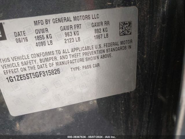 1G1ZE5ST5GF315826 Chevrolet MALIBU 1LT