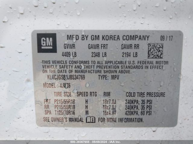 KL4CJGSB1JB534769 Buick Encore Essence