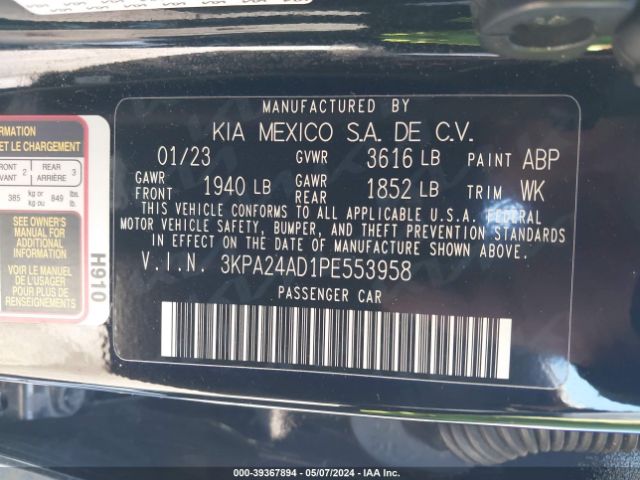 3KPA24AD1PE553958 KIA RIO LX