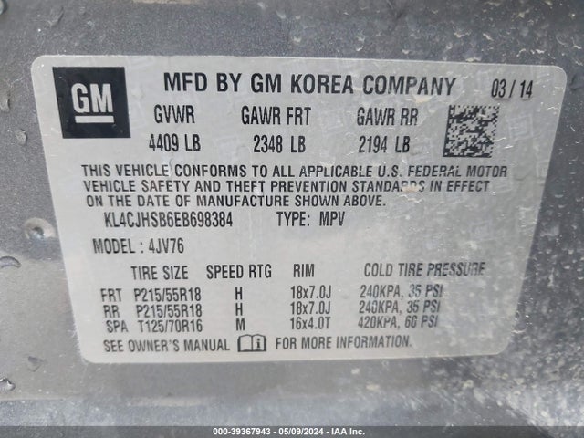 Buick Encore Premium 2014 KL4CJHSB6EB698384 Image 9