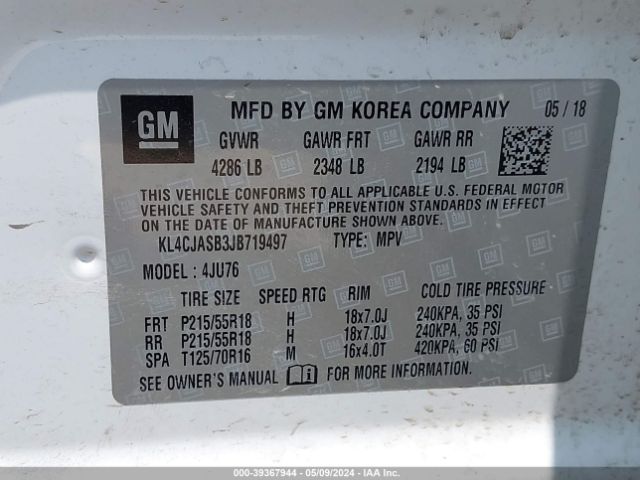 KL4CJASB3JB719497 Buick Encore Preferred
