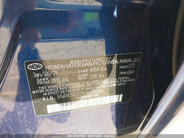 Hyundai Sonata Sel Plus 2021 5NPEJ4J22MH115606 Image 9