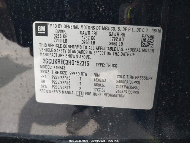 Chevrolet Silverado 1500 2lt 2017 3GCUKREC3HG152316 Image 9