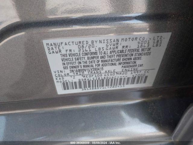 3N1AB8DV1LY280415 Nissan Sentra Sr Xtronic Cvt