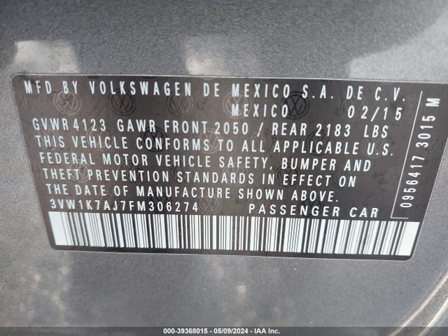 3VW1K7AJ7FM306274 Volkswagen Jetta 2.0l S