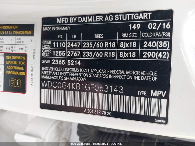 WDC0G4KB1GF063143 Mercedes-Benz Glc 300 4matic